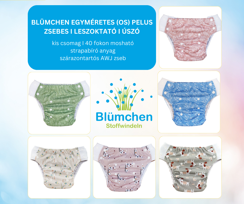 Blümchen egyméretes (5-15 kg) nadrágpelus - Zsebes-, úszó és leszoktató pelenka EGYBEN