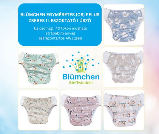 Blümchen egyméretes (5-15 kg) nadrágpelus - Zsebes-, úszó és leszoktató pelenka EGYBEN