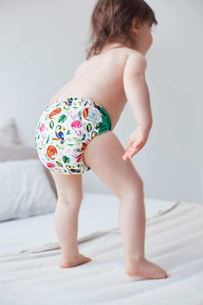 Blümchen velcro newborn / SM with outer single thigh elastic - MamaMaci