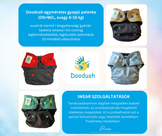 Doodush Újszülött (XS-S, avagy 3-6.5) gyapjúpelenka